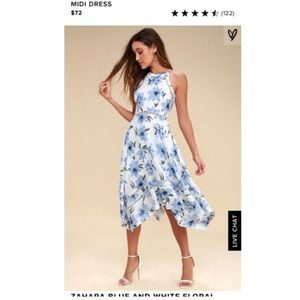 Lulu’s Zahara Blue and White Floral Dress